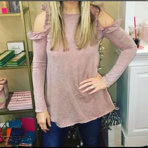 Cold shoulder top with ruffle
